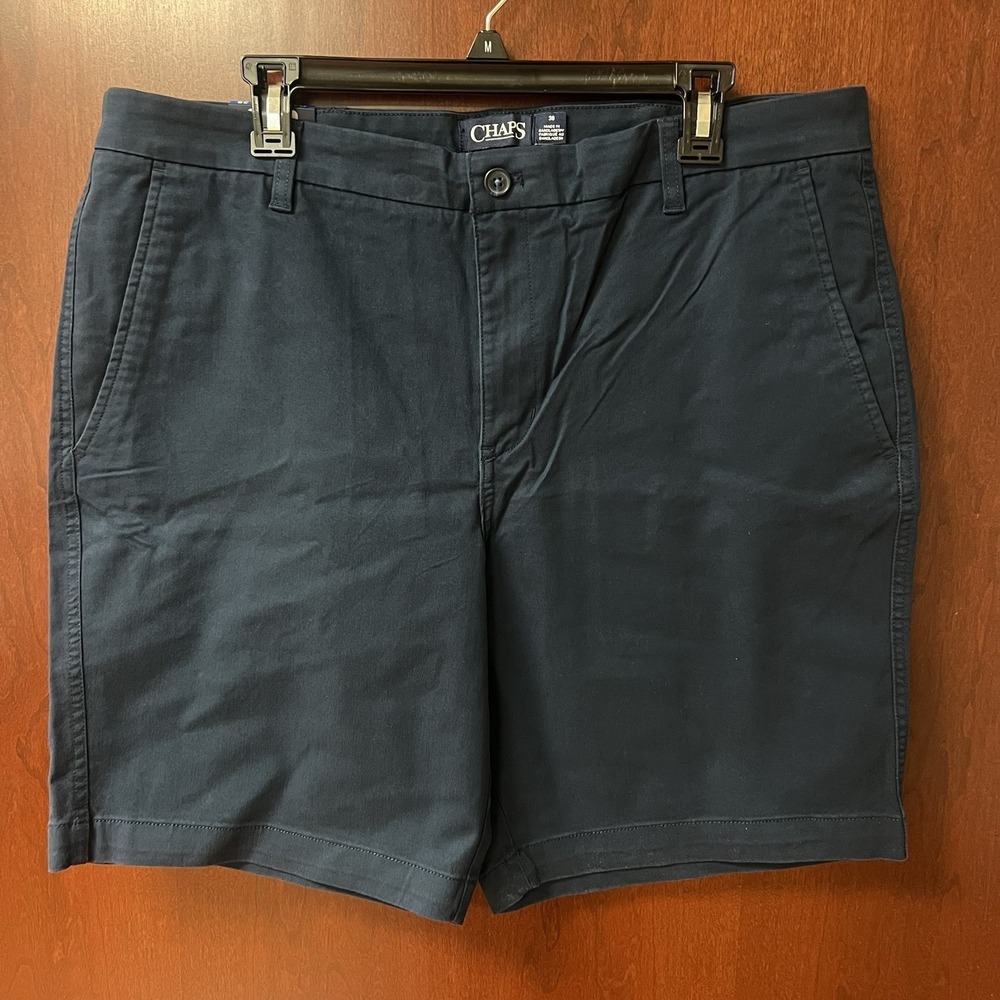 Chaps Men's Flat Front Stretch Blue Shorts Comfortable‎ Waistband Size 38 NWT